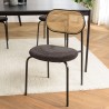Lot 2 chaises LEA assise tissu noir et dossier cannage