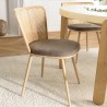 Lot 2 chaises LEA assise tissu taupe large dossier effet cannage
