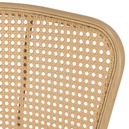 Lot 2 chaises LEA assise tissu taupe large dossier effet cannage
