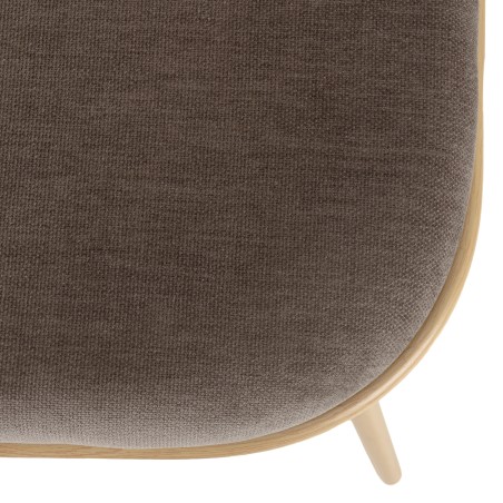 LEA Set of 2 Chairs with Taupe Fabric Seat and Wide Cane-Effect Backrest
