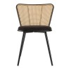 Lot de 2 chaises LEA - Assise tissu noir - Effet cannage