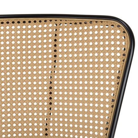 Lot de 2 chaises LEA - Assise tissu noir - Effet cannage