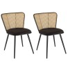 Lot de 2 chaises LEA - Assise tissu noir - Effet cannage