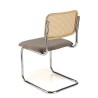 Lot de 2 chaises LEA - Assise tissu taupe et dossier cannage