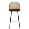 Lot de 2 tabourets de bar LEA - Assise tissu noir - Dossier effet cannage