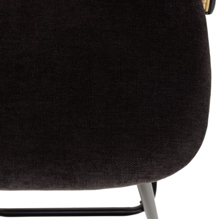 Lot de 2 tabourets de bar LEA - Assise tissu noir - Dossier effet cannage