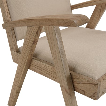 Fauteuil DAK en Mindi - Assise en tissu beige