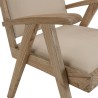 DAK Armchair in Mindi Wood with Beige Textured Fabric Seat