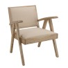 Fauteuil WALLY en Mindi - Assise en tissu beige