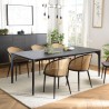 MAXENCE Rectangular Dining Table 220x100cm Black with Oak Legs
