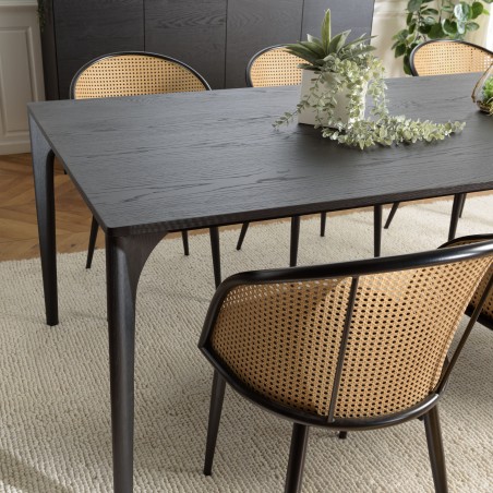 Table à manger MAXENCE 220x100cm noire chêne massif