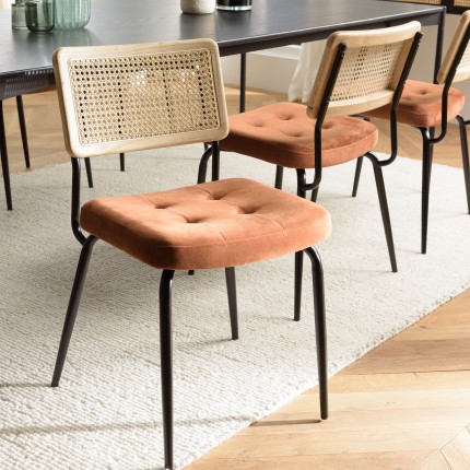 Lot de 2 chaises AGATHE métal noir velours orange