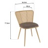 Lot 2 chaises LEA assise tissu taupe large dossier effet cannage