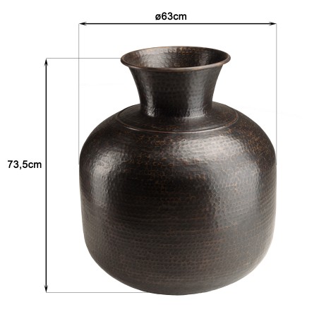 Vase HONORE en aluminium cuivre noir antique martelé