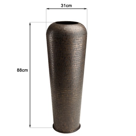 HONORE Aluminium Vase L30cm H85cm Antique Black Copper Color