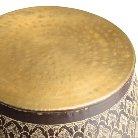 HONORE Aluminium Side Table L40cm H45cm Antique Brown with Gold Patterns