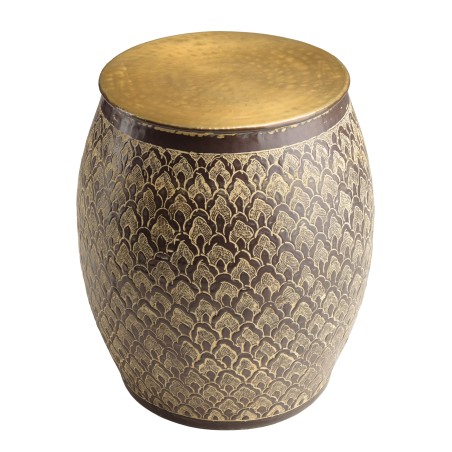 HONORE Aluminium Side Table L40cm H45cm Antique Brown with Gold Patterns