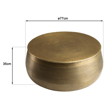 Table basse ronde alu 70x70cm laiton foncé