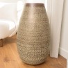Vase alu HONORE 40cmx70cm vert vieilli motifs arabesques