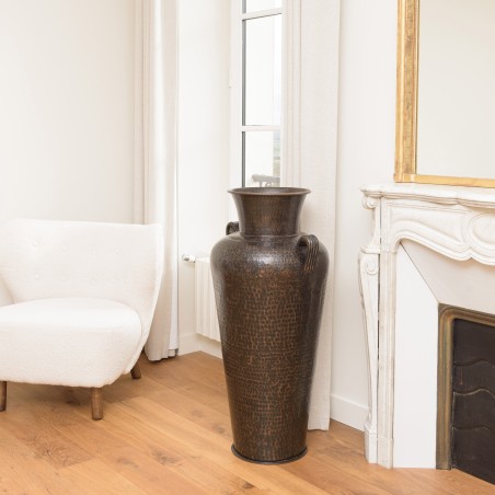 HONORE Aluminium Vase with Handles - L45cm H1m - Antique Black Copper