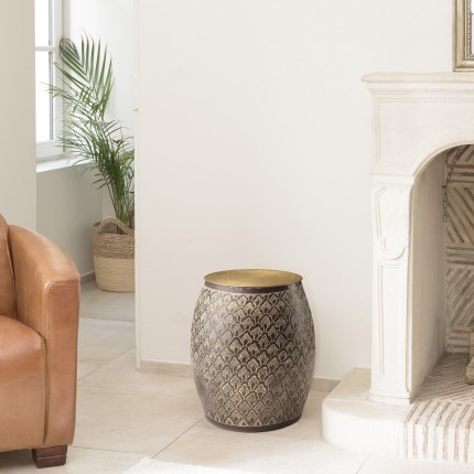 HONORE Aluminium Side Table L40cm H45cm Antique Brown with Gold Patterns