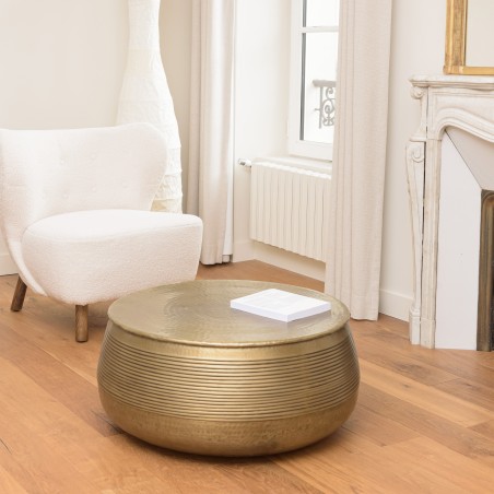 Table basse ronde alu 70x70cm laiton foncé