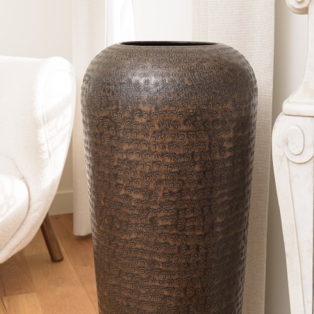 Vase alu HONORE 30cmx85cm cuivre noir antique