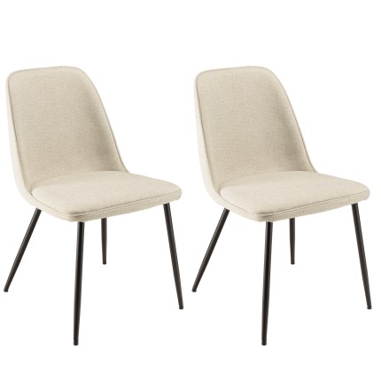 Lot de 2 chaises TOM tissu écru dossier droit