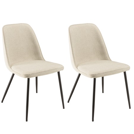 Lot de 2 chaises TOM tissu écru dossier droit