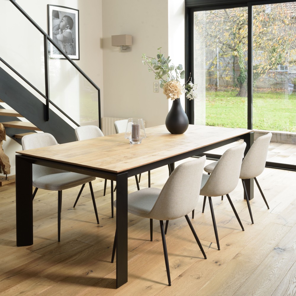 Lot de 2 chaises TOM tissu écru dossier droit Lot de 2 chaises TOM tissu écru dossier droit