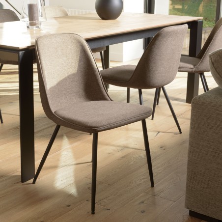 Lot de 2 chaises TOM tissu marron
