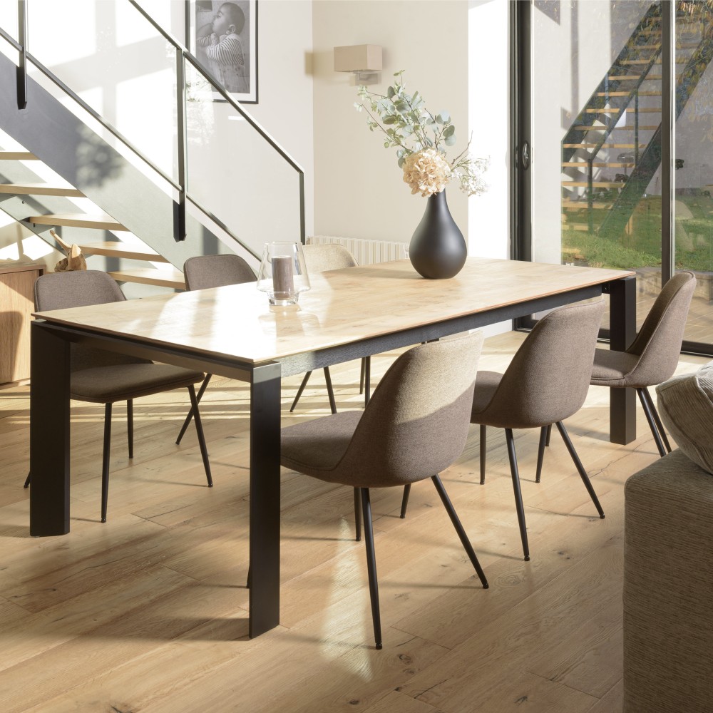 Lot de 2 chaises TOM tissu marron Lot de 2 chaises TOM tissu marron