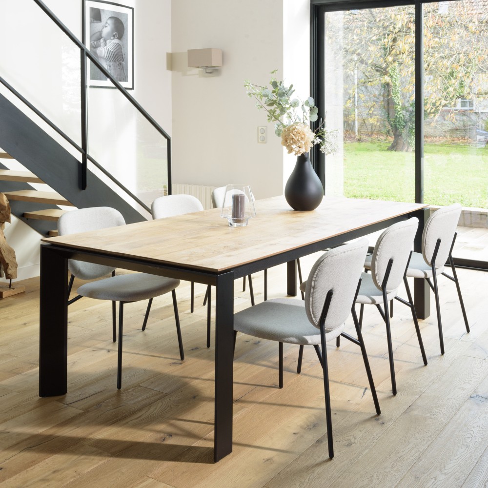 Lot de 2 chaises TOM en tissu écru Lot de 2 chaises TOM en tissu écru