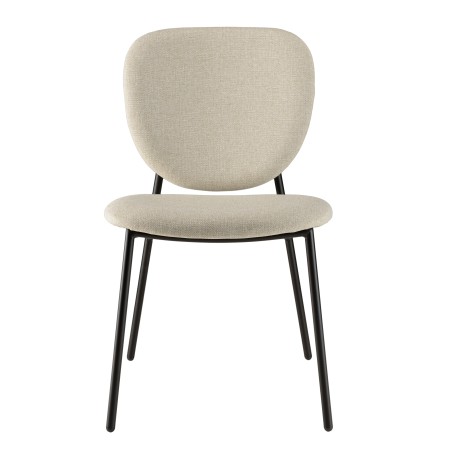 TOM - Set of 2 Ecru Fabric Chairs with Black Steel Legs
