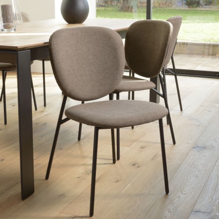 TOM - Set of 2 Brown Fabric Chairs