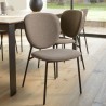 Lot de 2 chaises TOM - Tissu marron - Pieds acier noir