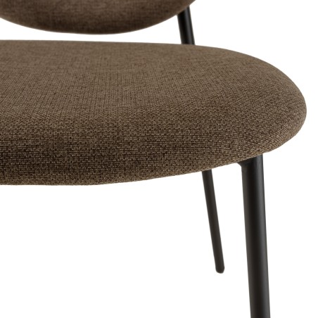 Lot de 2 chaises TOM - Tissu marron - Pieds acier noir