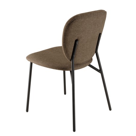 Lot de 2 chaises TOM - Tissu marron - Pieds acier noir