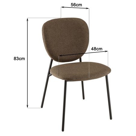 TOM - Set of 2 Brown Fabric Chairs