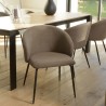 Lot de 2 chaises TOM - Tissu marron et acier noir
