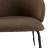 TOM - Set of 2 Brown Fabric Chairs with Black Steel Legs