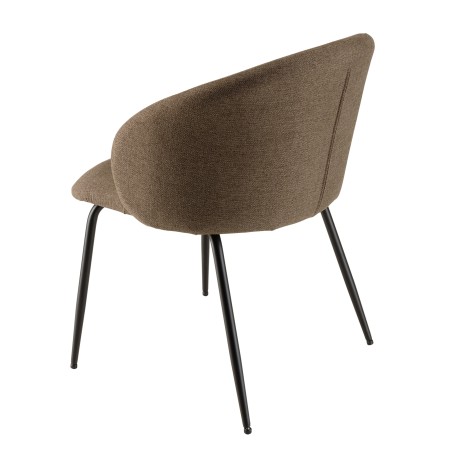 TOM - Set of 2 Brown Fabric Chairs with Black Steel Legs