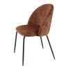 TOM - Set of 2 Mahogany Velvet Chairs with Rounded Backrest and Black Steel Legs