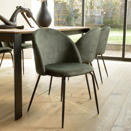 Lot 2 chaises velours vert sapin