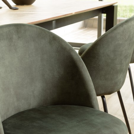Lot 2 chaises velours vert sapin