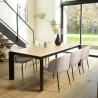 Lot 2 chaises velours beige TOM - Dossier enveloppant - Pieds acier