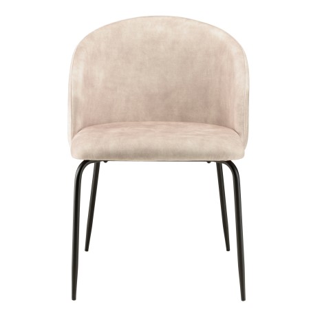 Lot 2 chaises velours beige TOM - Dossier enveloppant - Pieds acier