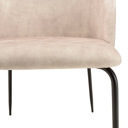 TOM - Set of 2 Beige Velvet Chairs | Steel Legs | Wraparound Backrest