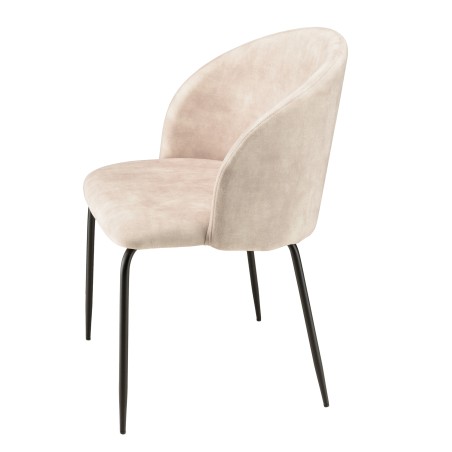 Lot 2 chaises velours beige TOM - Dossier enveloppant - Pieds acier