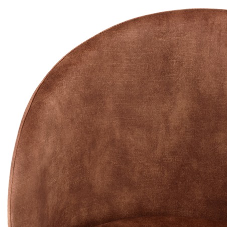 TOM - Set of 2 Mahogany Velvet Chairs | Steel Legs | Wraparound Backrest